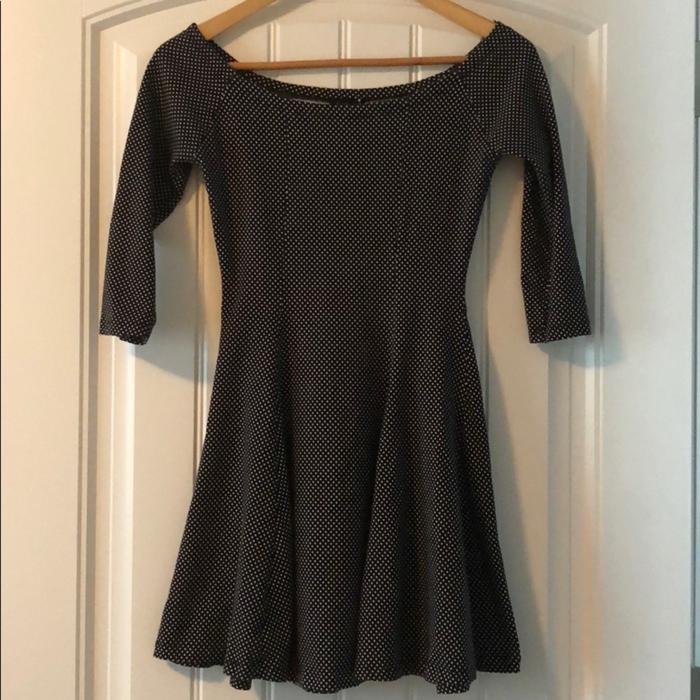 Black and white polka dot skater dress